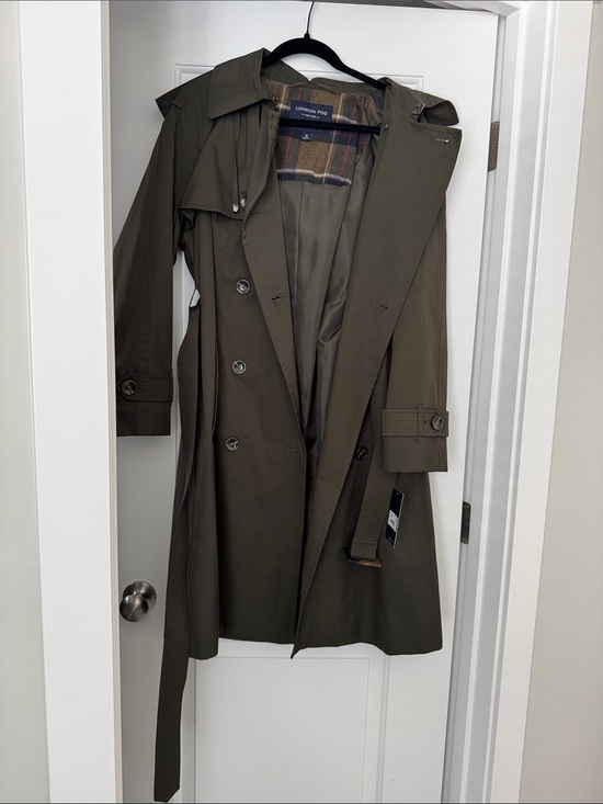 London Fog Jackets & Blazers - London Fog Men's Olive Green Double-Breasted Trench Coat